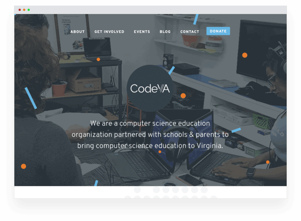 Screenshot of the new CodeVA website