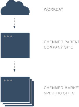 A diagram showing the data flow from workday to the CheMed site