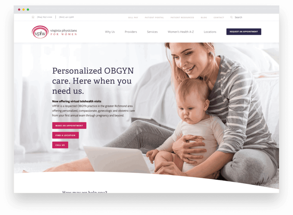 Virginia Physicians for Women Homepage Redesigned