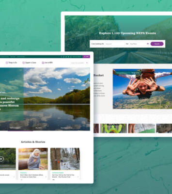 DiscoverNEPA website mockup with desktop view