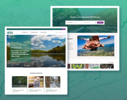 DiscoverNEPA website mockup with desktop view