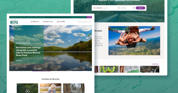 DiscoverNEPA website mockup with desktop view