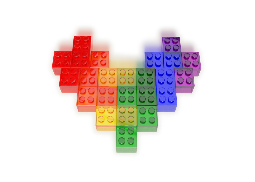 Photo of legos arranged in a heart