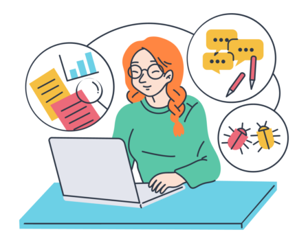 QA analyst testing the work