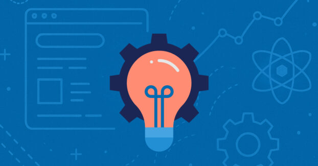 Innovation concept illustration of a lightbulb with a gear