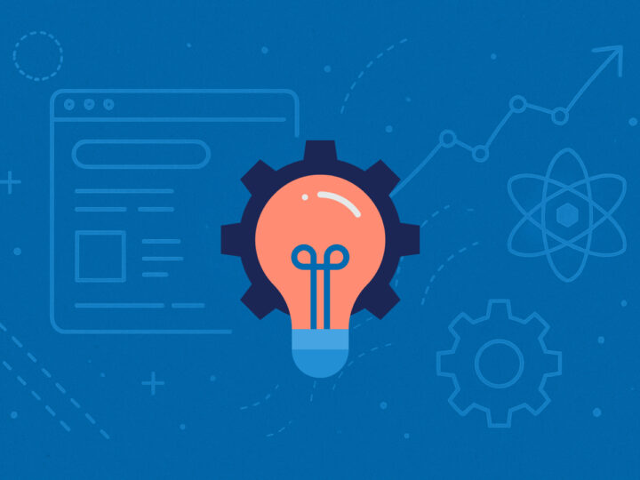 Innovation concept illustration of a lightbulb with a gear