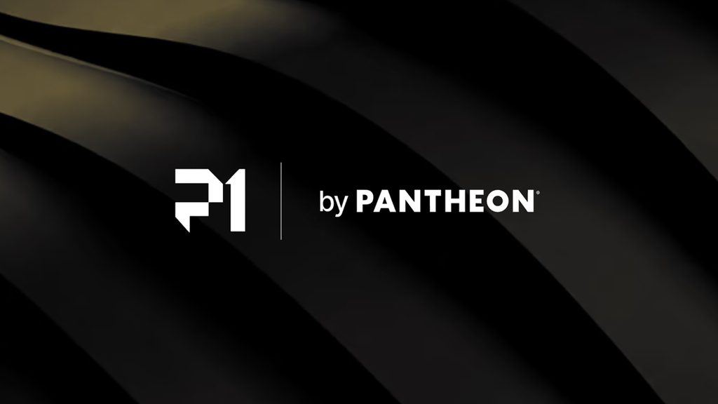 P1 logo with the text “by PANTHEON” on a dark abstract background